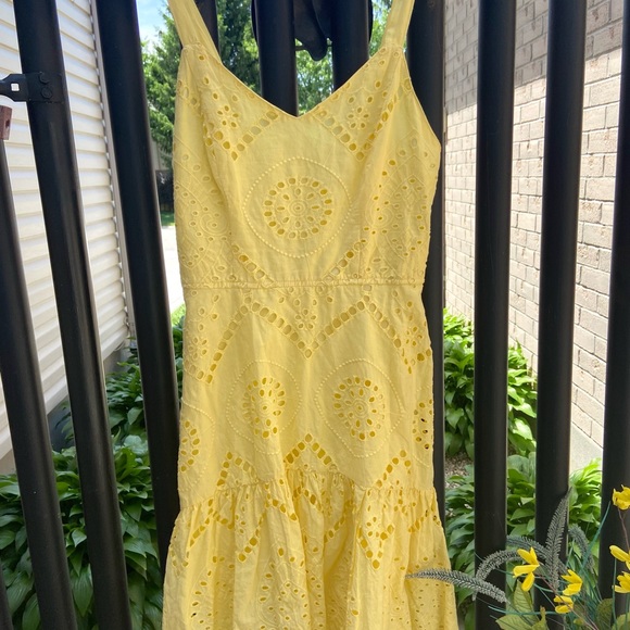 Japna yellow eyelet cotton dress M - Picture 2 of 5